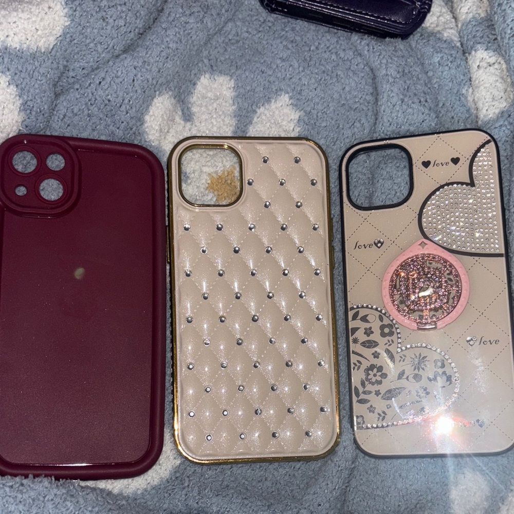 Elegant Phone Case Set - Burgundy, Gold, and Multicolor